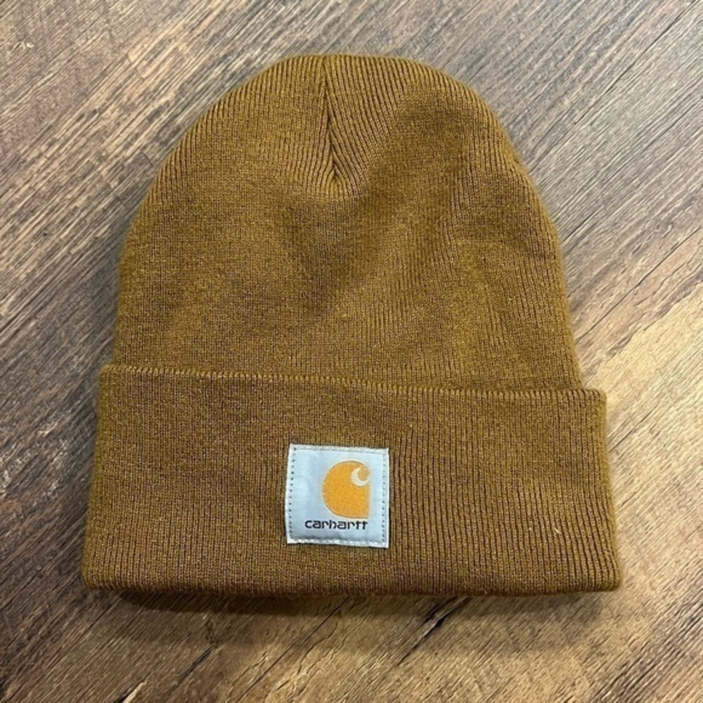 Carhartt knit hat one size fits most camel brown with stitched logo‎ patch